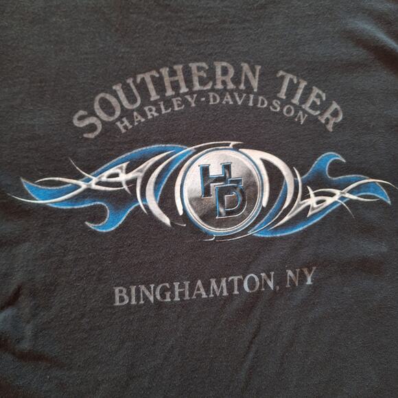 Harley Davidson y2k 2000s vintage double sided graphic tee Lightning chrome XL - Picture 3 of 6